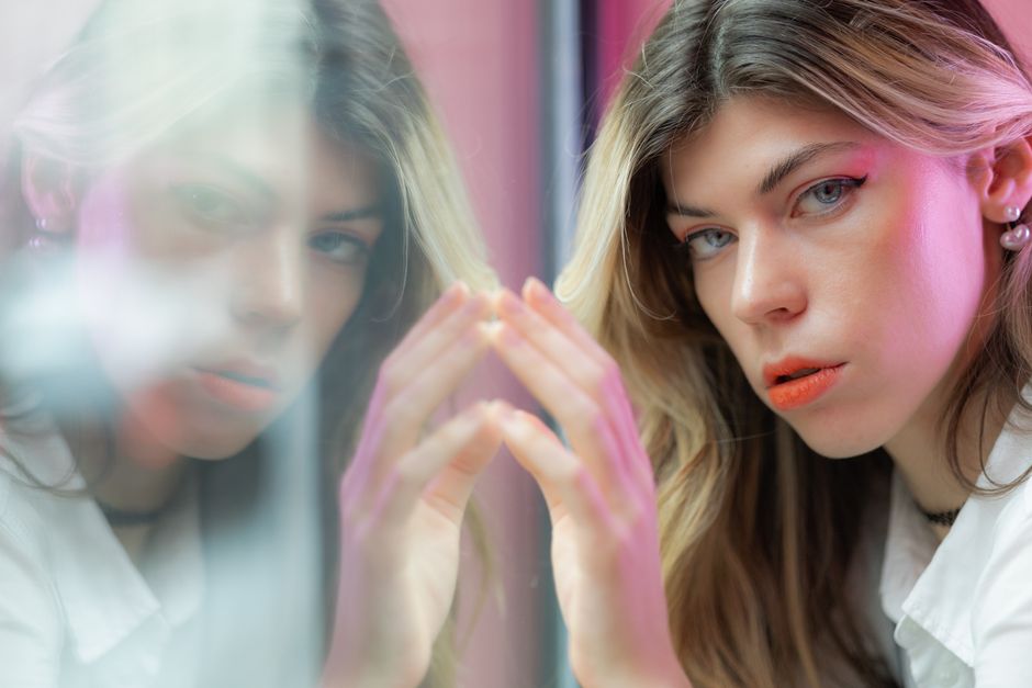 Studio portrait under soft window light